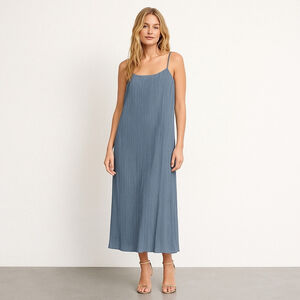 Madewell Pleated Goldie Dress | Airy Teapot Blue Delicate Plissé Midi Sz 2 NWT